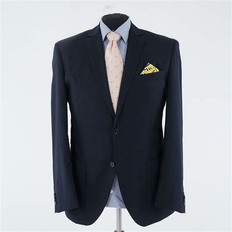 Mens Navy Blue Sport Coat 44R US Size CHRISTIAN BERG Wool Blazer Jacket ...