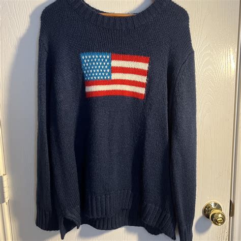 Navy blue American flag knit sweater #preppy | Depop