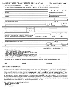 Fillable Online ILLINOIS VOTER REGISTRATION APPLICATION Use block ...