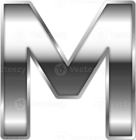 Silver Shiny Metal Alphabet Letter M 36005084 PNG