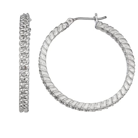 Simply Vera Vera Wang Silver Tone Textured Hoop Earrings