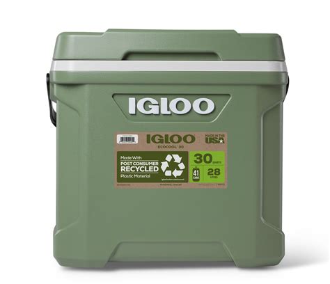 Igloo 30 Qt. ECOCOOL, Hard Sided Cooler, Green, 18" x 11.84" x 17.25 ...