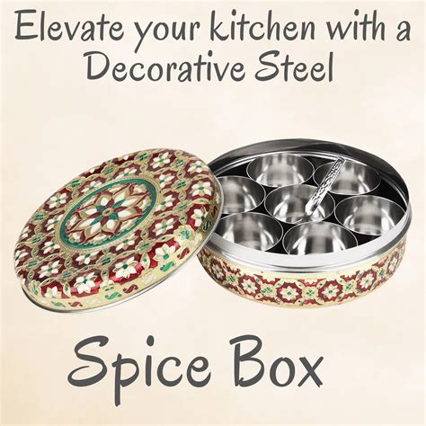 Spice Set Stainless Steel | Traditional Masala Box for Kitchen