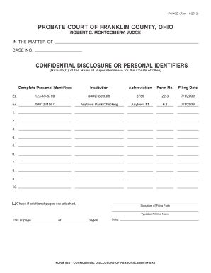 Confidential Disclosure Or Personal Identifiers - Franklin County ...