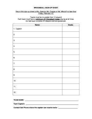 printable sign up sheet Forms and Templates - Fillable & Printable ...