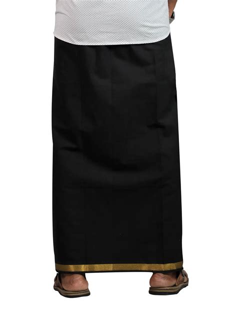 SS Jari Cotton Flexi Size Readymade pocket Jari BLACK Dhoti