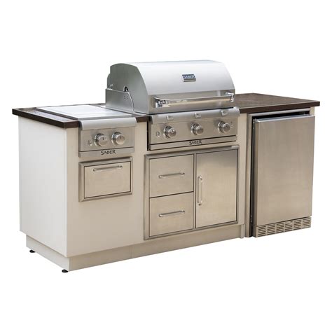 Saber EZ Outdoor R I50LK Kitchen Island with 3 Burner Gas Grill