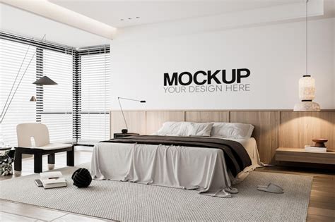 Interior bedroom wall mockup | Premium PSD