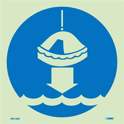 National Marker Corp. IMO186R IMO, Symbol, Lower Life Raft To Water, 6 ...