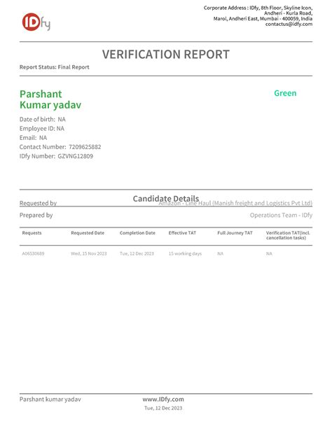 Parshant kumar yadav green - VERIFICATION REPORT Report Status: Final ...