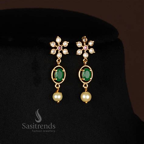 American Diamond Multi Color Stone Necklace Jewellery Set - Sasitrends