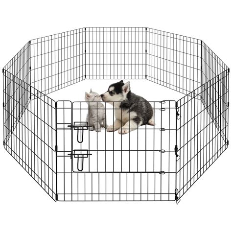 ATENGNES 24" H 8 Panels Foldable Metal Dog Exercise Pen With Bottom Pad ...