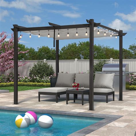 Amazon.com: PURPLE LEAF 10' x 10' Outdoor Retractable Pergola with ...