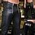 Men's Trousers Faux Leather Pants Zipper Pocket Straight Leg Solid ...