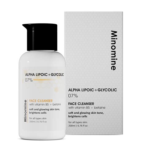 Minomine 07% Alpha Lipoic + Glycolic Face Cleanser with Vitamin B5 ...