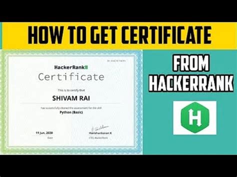 Image result for HackerRank Certificate Sample