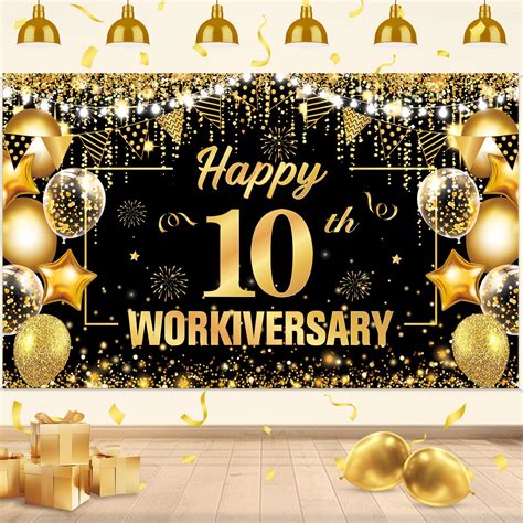 Amazon.com: 10 Year Work Anniversary Decorations Happy 10th ...