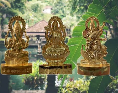 Buy BUY N RELAX Laxmi Ganesh Saraswati Ji Idol/Murti 11cm (Brass,Gold ...
