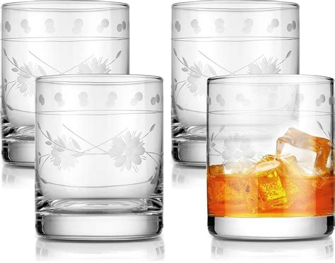 Amazon.com | Royalrose Vintage Etched Old-Fashioned Glasses: Old ...