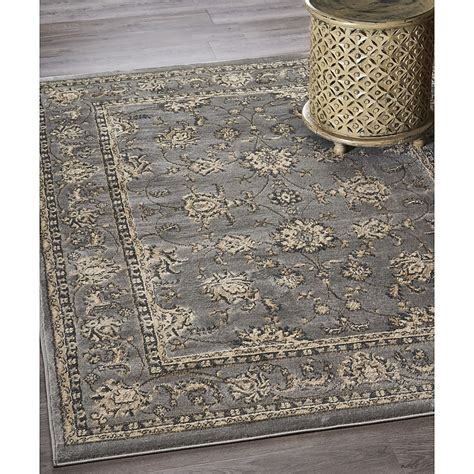 LR Home 5 x 7 (ft) Loomed Polypropylene Gray Rectangular Indoor Border ...