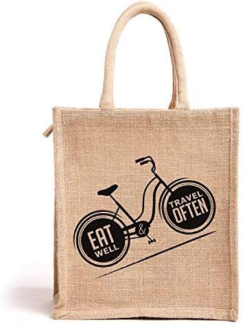 H&B Jute Bags for Lunch - Men's Tote with Zip (Eat Well Travel, 11x10x6 ...