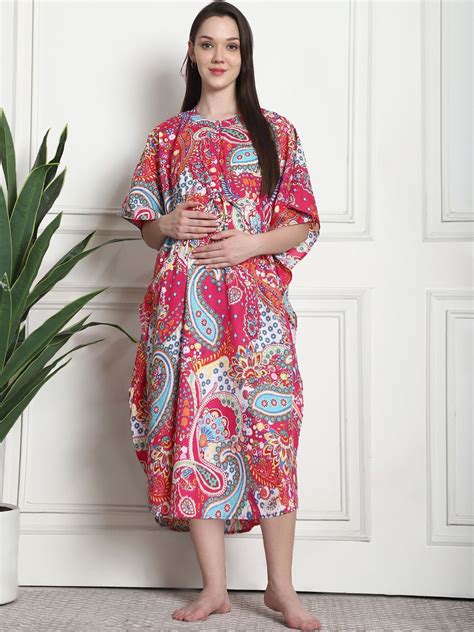 Buy Printed Pink Cotton Maternity Kaftan Online at Secret Wish