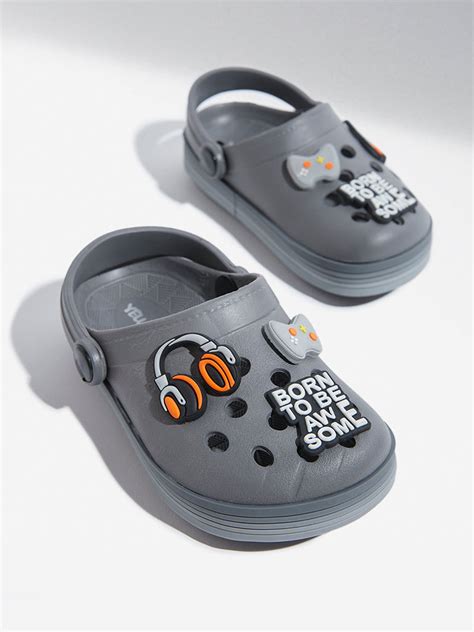 Buy Yellow Grey Applique-Detailed Clogs from Westside