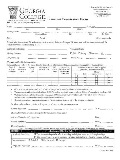 2019-2025 Georgia College Transient Permission Form Fill Online ...