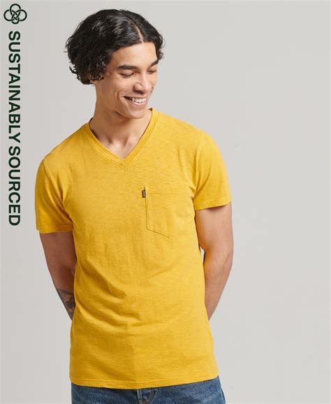 STUDIOS POCKET V NECK MEN'S YELLOW T-SHIRT