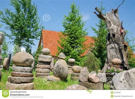Stone Composition in Village in Summer Park Stock Image - Image of ...