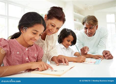 Grandparents Helping Children with Homework Stock Photo - Image of children, child: 33708270