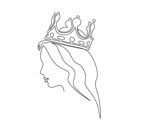 Premium Vector | Continuous one line drawing of queen and crown simple queen tiara outline ...