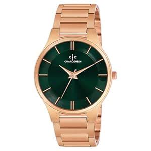 CHARLIEKEEN Luxury Watch, Rose Gold Stainless Steel Band, Green Dial ...