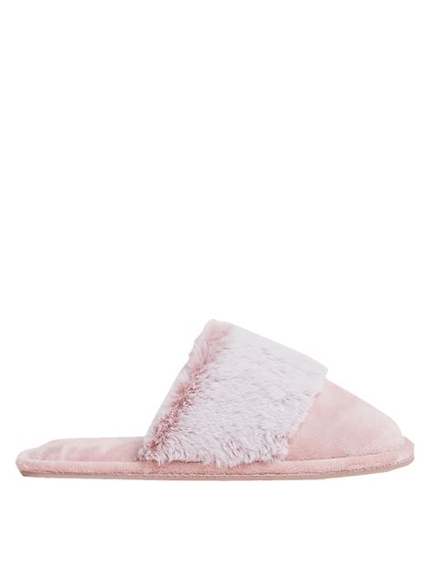Buy Faux Fur Cuff Mule Slippers at Marks & Spencer