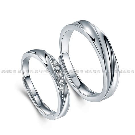日韩银戒指女款 镶钻双层玫瑰金网线条简约开口指环 厂家一件代发-阿里巴巴