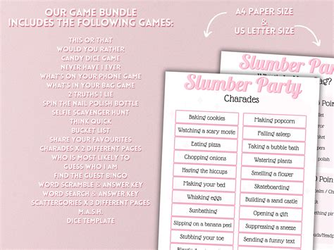 Slumber Party Games Pajama Party Sleepover Party Game - Etsy UK