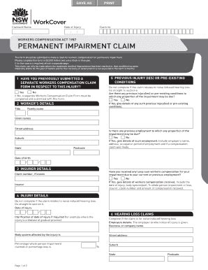 Fillable Online Permanent impairment claim form - WorkCover NSW Fax ...