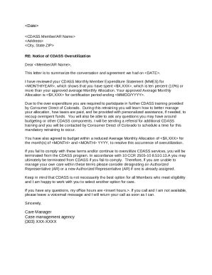 CDASS over utilization template letter Doc Template | pdfFiller