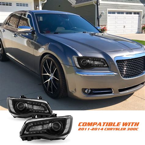 2011-2023 Chrysler 300 Headlights Black Clear Corner Headlamps w/Bulbs ...