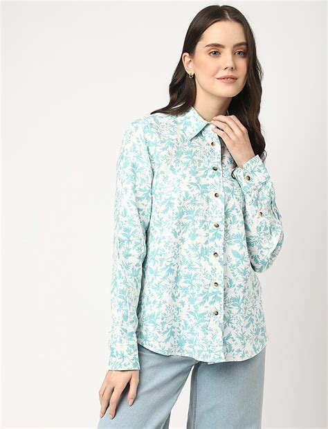Buy Pure Linen Printed Spread Collar Shirt at Marks & Spencer
