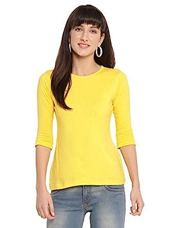 Buy XOXO PARIS Women's Regular Fit Solid Quarter Sleeve Round Neck T ...