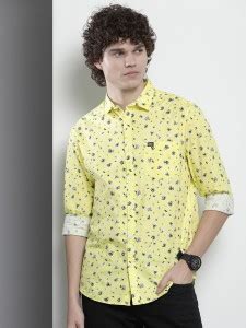The Indian Garage Co. Men Floral Print Casual Yellow Shirt - Buy The ...