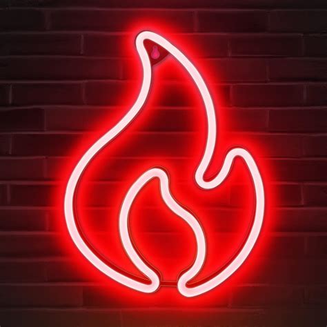 Buy Lumoonosity Flame Neon Sign, USB Powered Red Flame Neon Light with ...