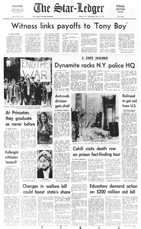The Star-Ledger, Bob Dylan front cover