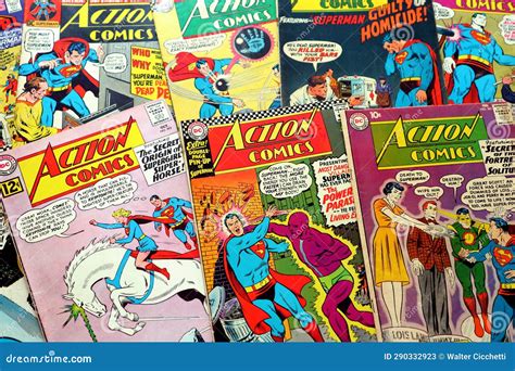 Vintage Covers of ACTION COMICS - DC Comics. American Comic Book with ...