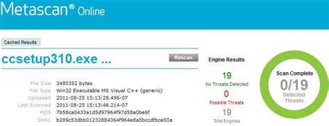 Analizza Virus del PC Online con Metascan