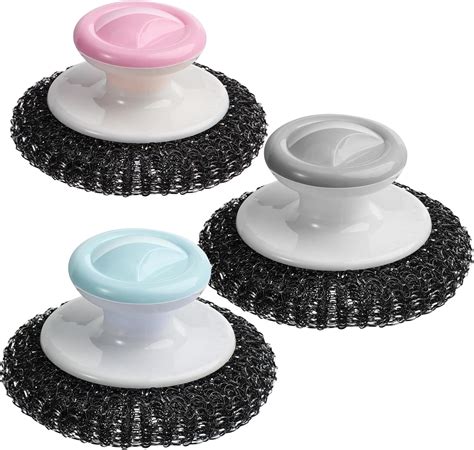 Stainless Steel Scrubber with Handle, Steel Wool Scrubber for Cleaning ...