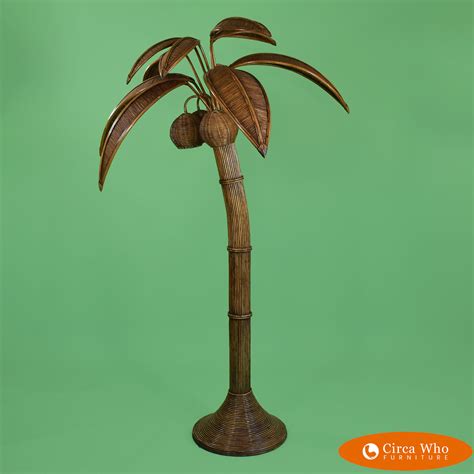 Large Rattan Palm Tree Floor Lamp | Circa Who