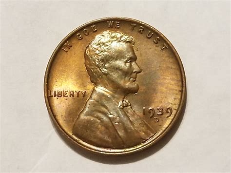 1939 D Lincoln cent Wheat Penny Uncirculated Red | Property Room