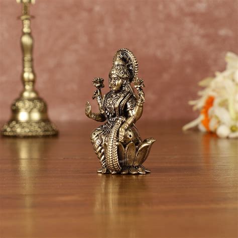 Buy Pure Brass Superfine Goddess Lakshmi Idol - 2.5" - Budhshiv.com